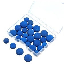 32Pcs Billiard Pool Cue Tips, 13/12/10/9mm Blue Leather Pool Stick Replacement
