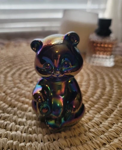 Fenton USA Opaque Rainbow Iridescent Bear (Hard to find) - 3.5"