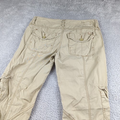 VTG Y2K Unionbay Pants Womens JRs 7 Beige Paratrooper Cargo Contrast Stitching - Picture 16 of 20