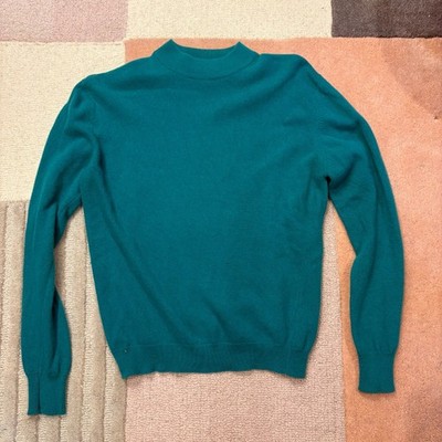 Vintage Teal 100% Cashmere by PRINGLE of Scotland Crew pullover sweater XS 40