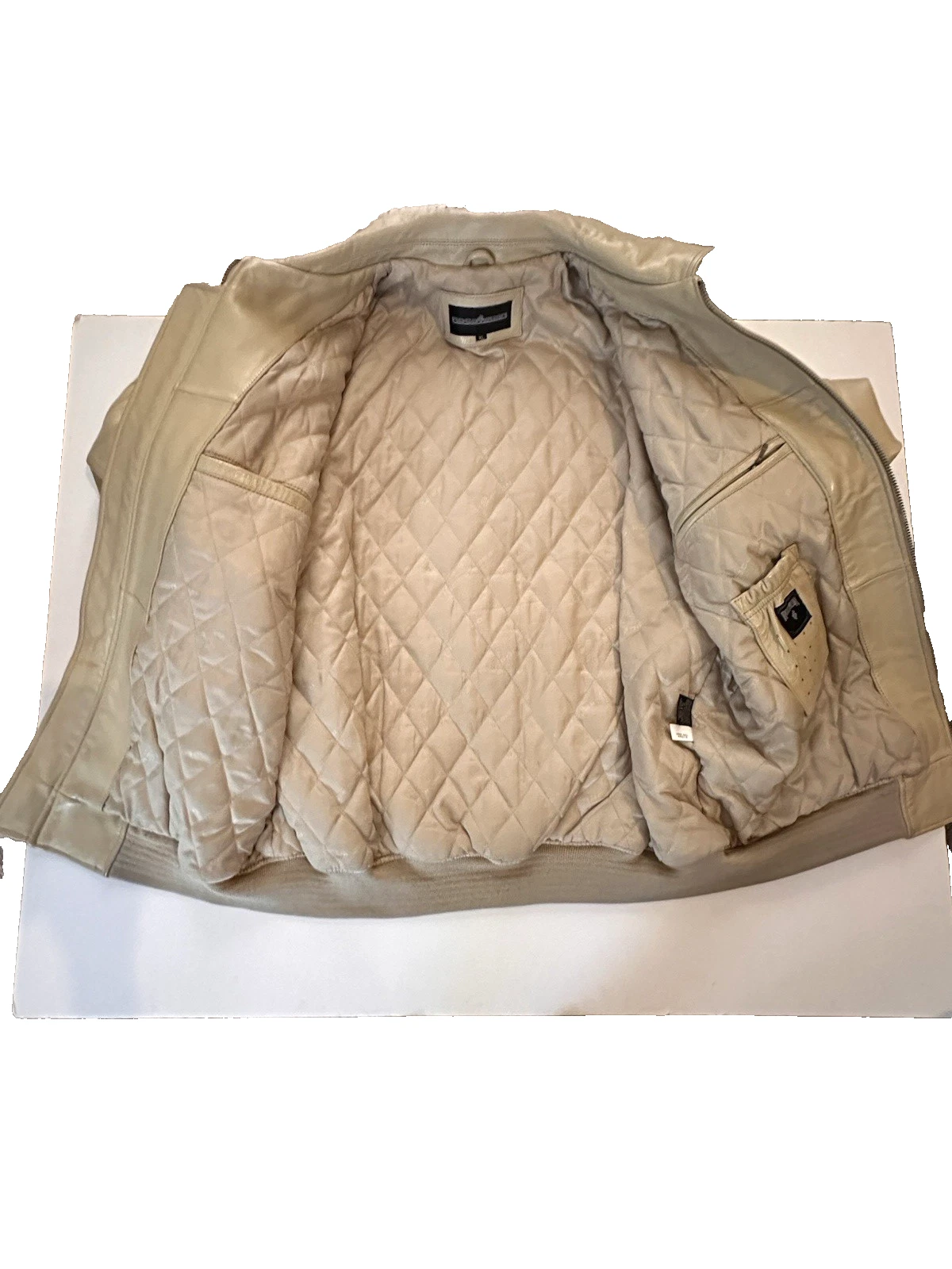 RARE Vintage Y2K Rocawear "Lion Head" Leather Varsity Jacket Beige Black Sz XL image 19