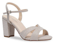 Touch Ups Riley Champagne Shimmer Mid Heel Sandal, Champagne , Size 6W