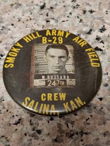WW2 Era 1940's Smoky Hill Army Air Field Salina, Kansas Military Photo ID Badge