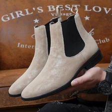 Men Pointed Toe High Top Chelsea Boots Oxfords Pull On Ankle Riding Boot