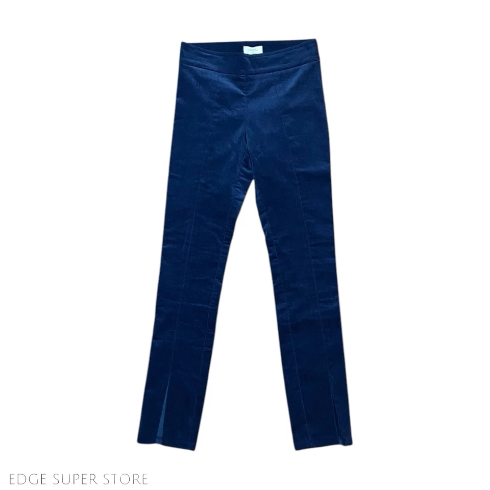Avenue Montaigne Navy Blue Max Fine Front Split Corduroy Stretch Pants Size 8 - Image 3 of 4
