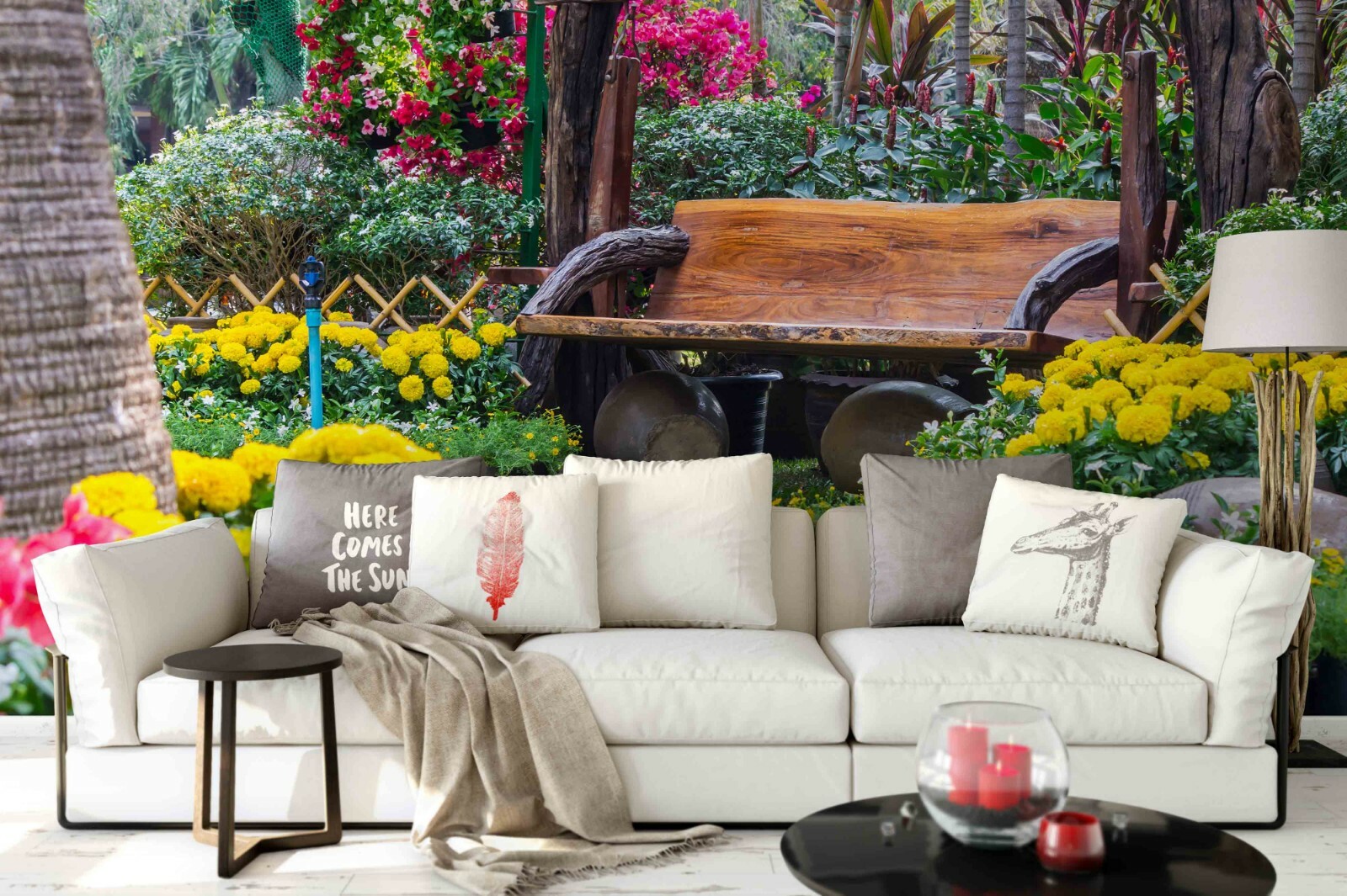 3D Garden Flower Trees Wallpaper Wall Mural Removable Selfadhesive