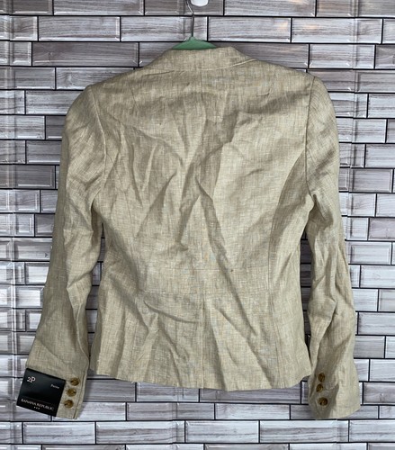 NWT Banana Republic Beige 100% Linen Blazer Size 2 Petite - Picture 3 of 9