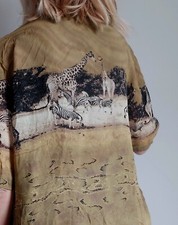 Vintage MARCO PECCI animal safari look viscose shirt, size 44