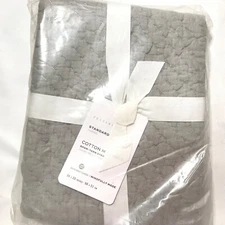 New Pottery Barn Cotton Handcrafted Melange Quilted Standard Sham 26x20 Gray New