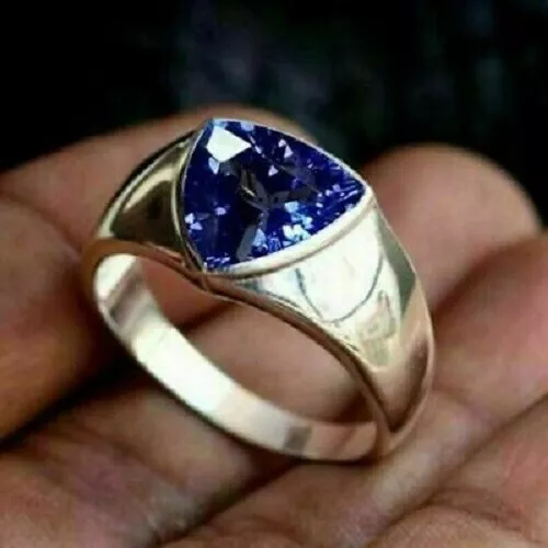 2Ct Trillion Cut Tanzanite Men s Solitaire Engagement Ring 14K