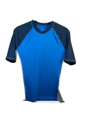 Lands' End Men's Short Sleeve Rash Guard Swim Tee Blue Gray Medium 38-40
