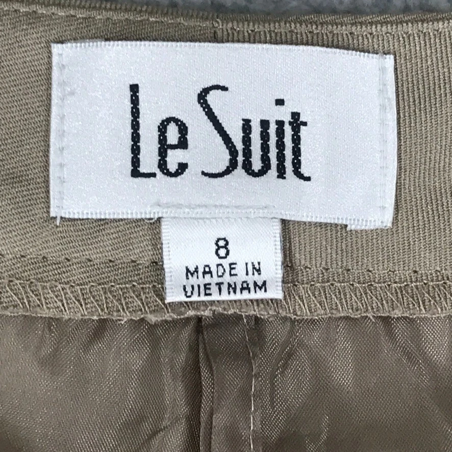 Le Suit Dress Slacks Women Size 8 Lined Career Loose Straight Leg Tan - Image 4 of 4