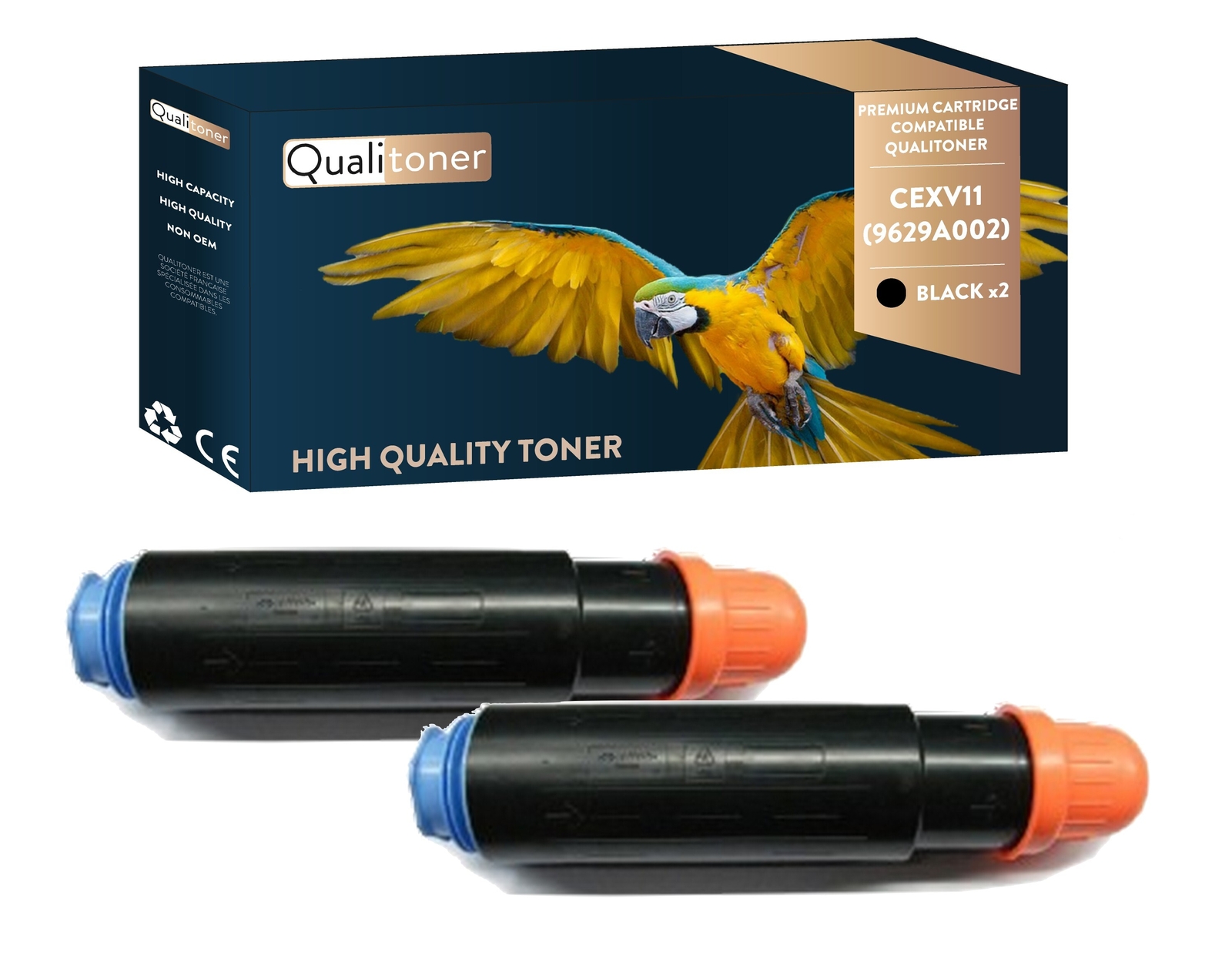 Toner CANON CEXV11 compatible noir 9629A002 Qualitoner lot de 2 consommables laser