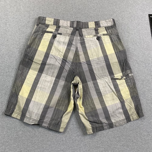 Pantalones Cortos OP Ocean Pacific Para Hombres 36 Bermudas 5 Bolsillos Amarillo A Cuadros 11” Entrepierna Preppy - Imagen 18 de 18