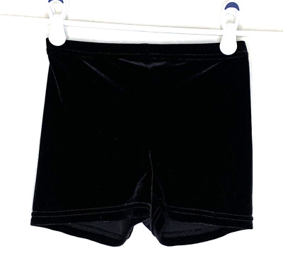 Jam Wear Adult S S Small black velvet velour Gymnastics Dance Fitted SHORTS