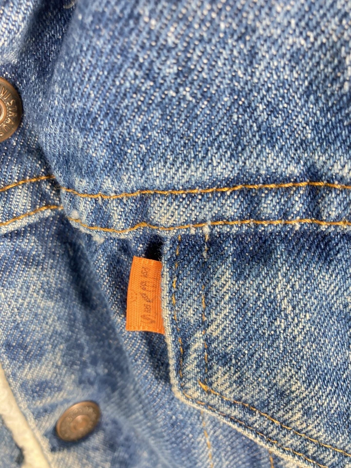 Chaqueta de Camionero Levis Orange Tab Sherpa Denim Hombres Talla 40 Azul A Presión De Colección EE. UU. Foto 4 de 4