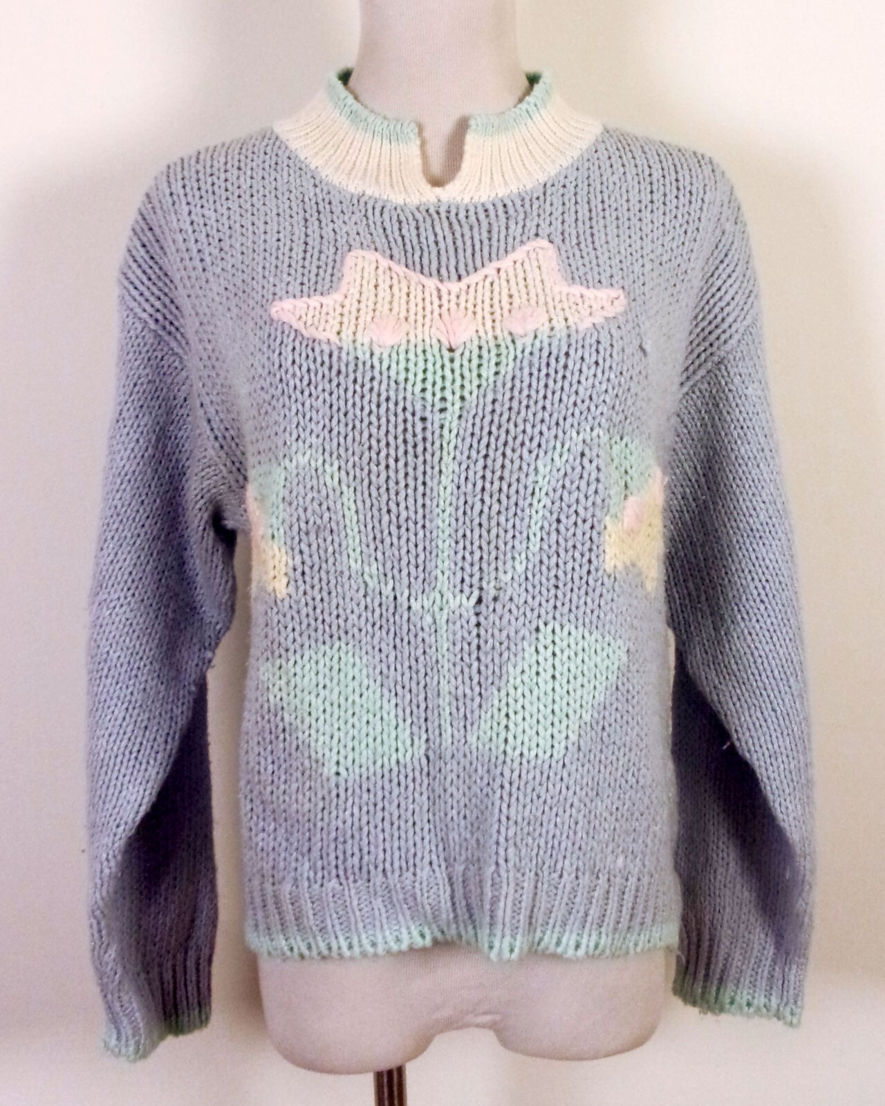 vintage 80s Designers Originals Pastel Chunky Knit Sweater Kawaii Fairy Kei M