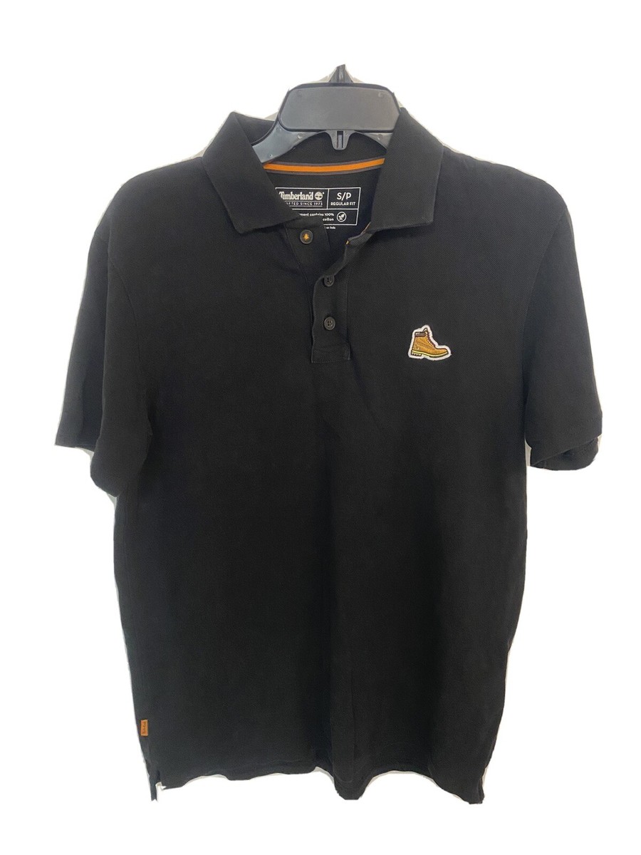 ■Timberland■ Men's Small Logo Polo Short Sleeve Dark Sapph Timberland Polo T-Shirt Collar Boot Logo Patch Men's Size S