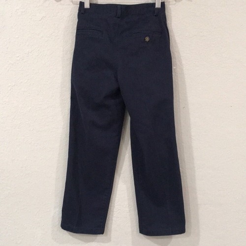Arrow Boys Sz 10 Slim Dress Pants Navy Blue Pleated 100% Cotton School Preppy - Picture 3 of 8