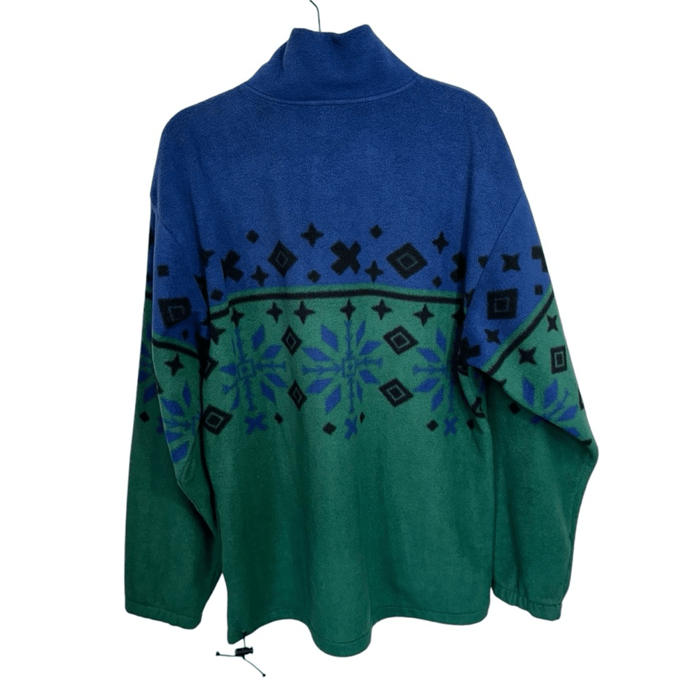 VTG 1990's Men's Cheetah Winter Snowflake Fleece 1/4 Zip