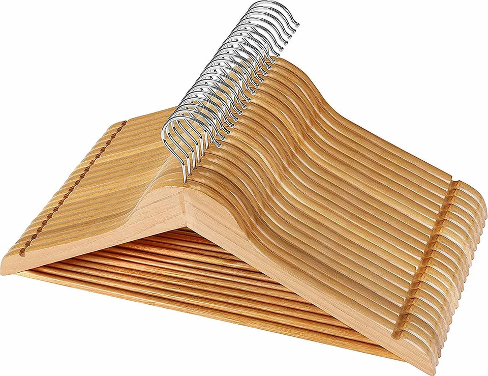 Paquete de 20 y 80 perchas de madera acabado natural premium utopía hogar Foto 3 de 4