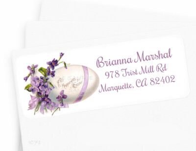 Happy Easter Egg Lavender Flowers Passover Personalized Return Address Labels