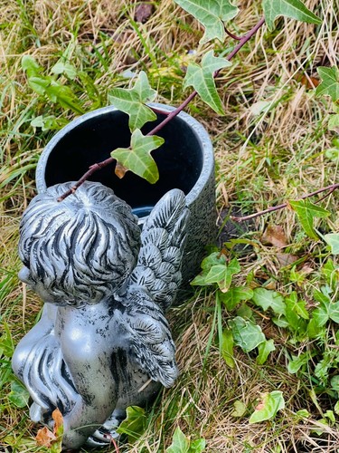 Cement Plant Pot Fairy Door House Angel Shaped Planter Outdoor Garden Ornaments - Picture 6 of 45