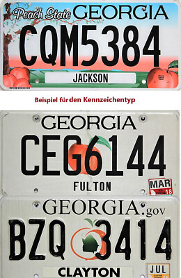 Georgia Peach Graphik, Full Peach, Map  License Plates.Original US Nummernschild