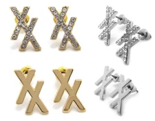 New XX Steel Polished & Iced Post Pierced Stud Hip Hop Earring