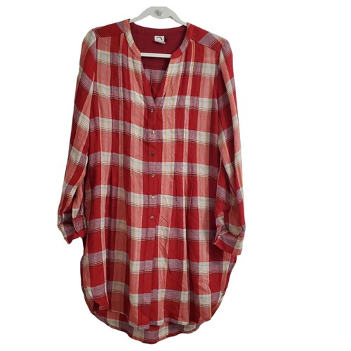 Anthropologie Akemi + Kin Lucie Dress Small Plaid Red Tunic Shirt Wool Boho