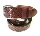 Cintura in pelle da uomo donna cuoio marrone 3,5 cm sportiva stampa intrecciata