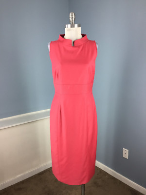 Wool Suiting Dress Les Copains Size 44 Coral Super 120's Work Midi M 10  **
