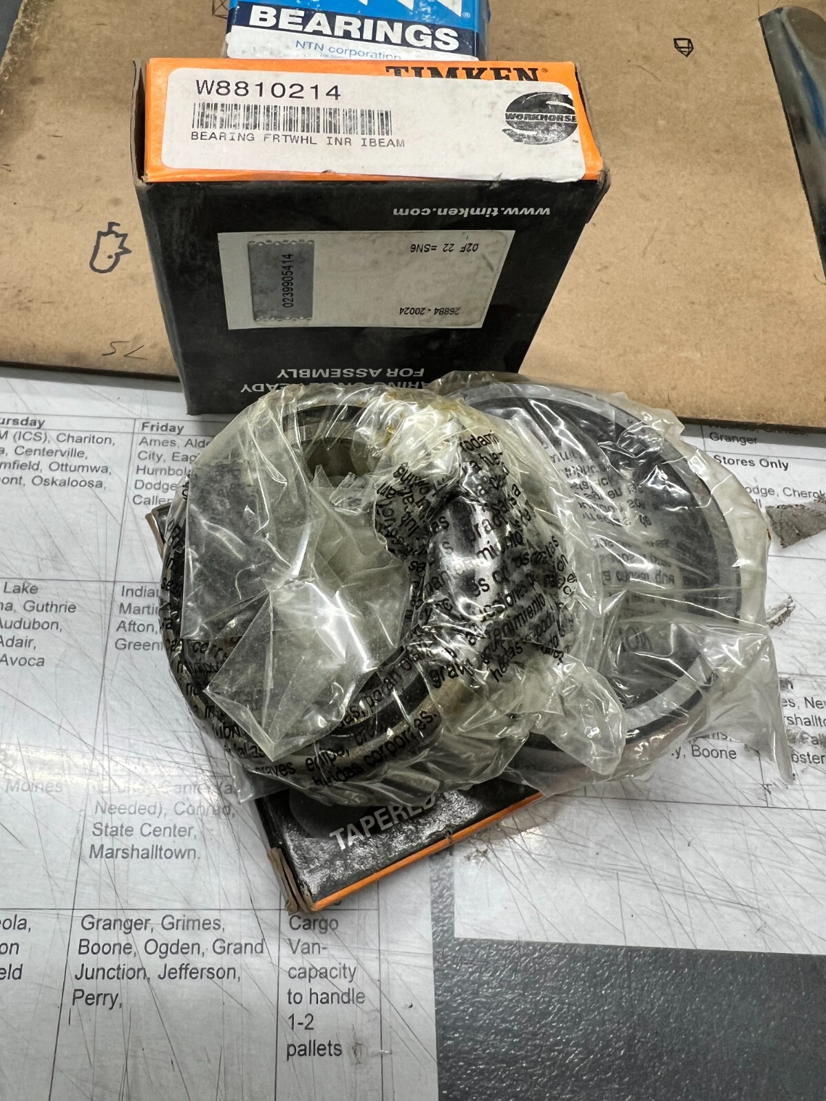 NEW WORKHORSE / TIMKEN FRONT INNER WHEEL BEARING W8810214 (26884 