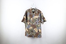 Vintage 90s Streetwear Mens XL Floral Leaf Camp Hawaiian Button Shirt Cotton USA