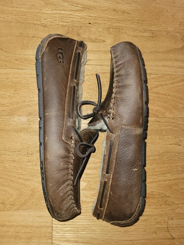 Ugg Olsen Brown Leather Men's Slippers 1112441. Choose Size - Picture 5 of 11