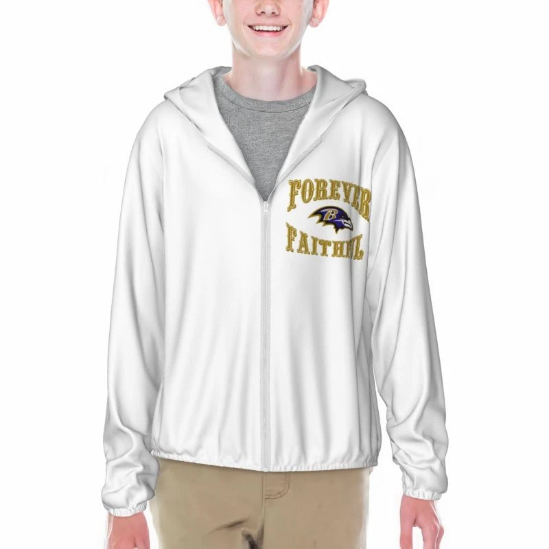 Forever Faithful Baltimore Ravens Youth Sun Protection Hoodie Sport Jacket