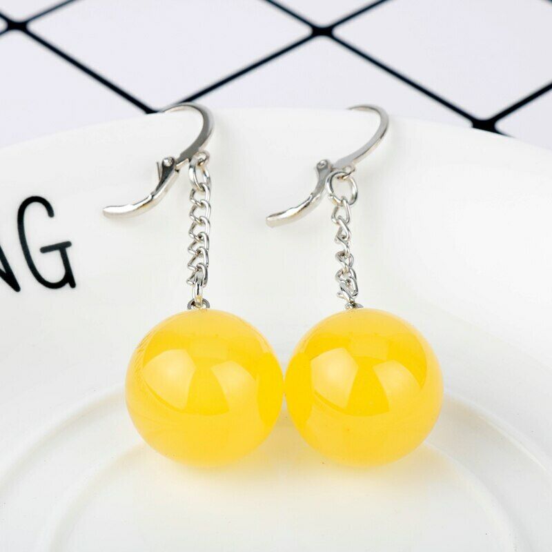 New Super Vegetto Potara Earrings Green And Yellow Bead Dangle Ear Clip for  Women Men Jewelry