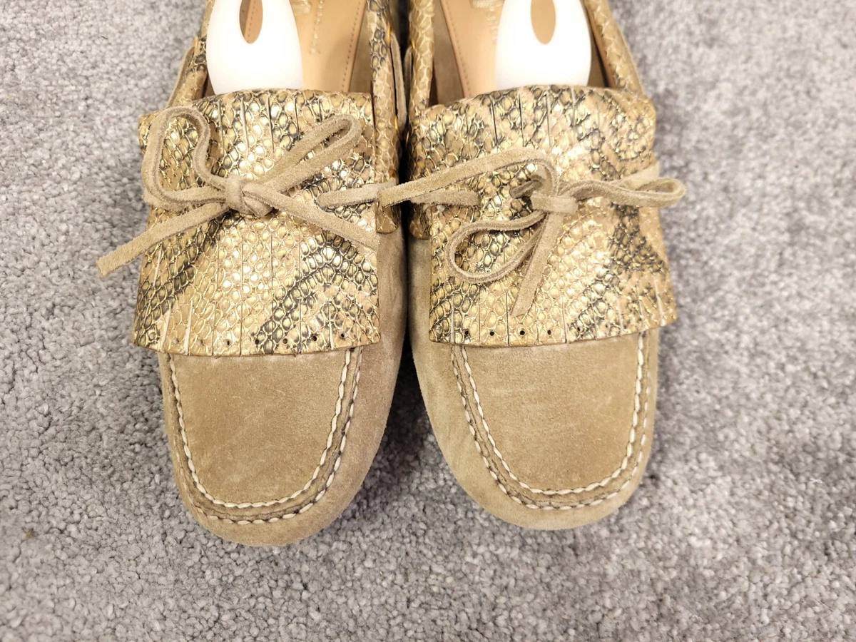 The Original Car Shoe Size UK 4 Gold Snakeskin Loafer Driving