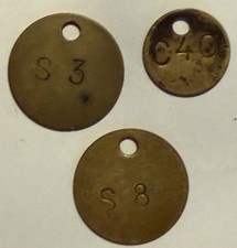 Collection Of 3 Welsh Brass Miners Lamp Checks Tally - Unity Mine Blaengrwach