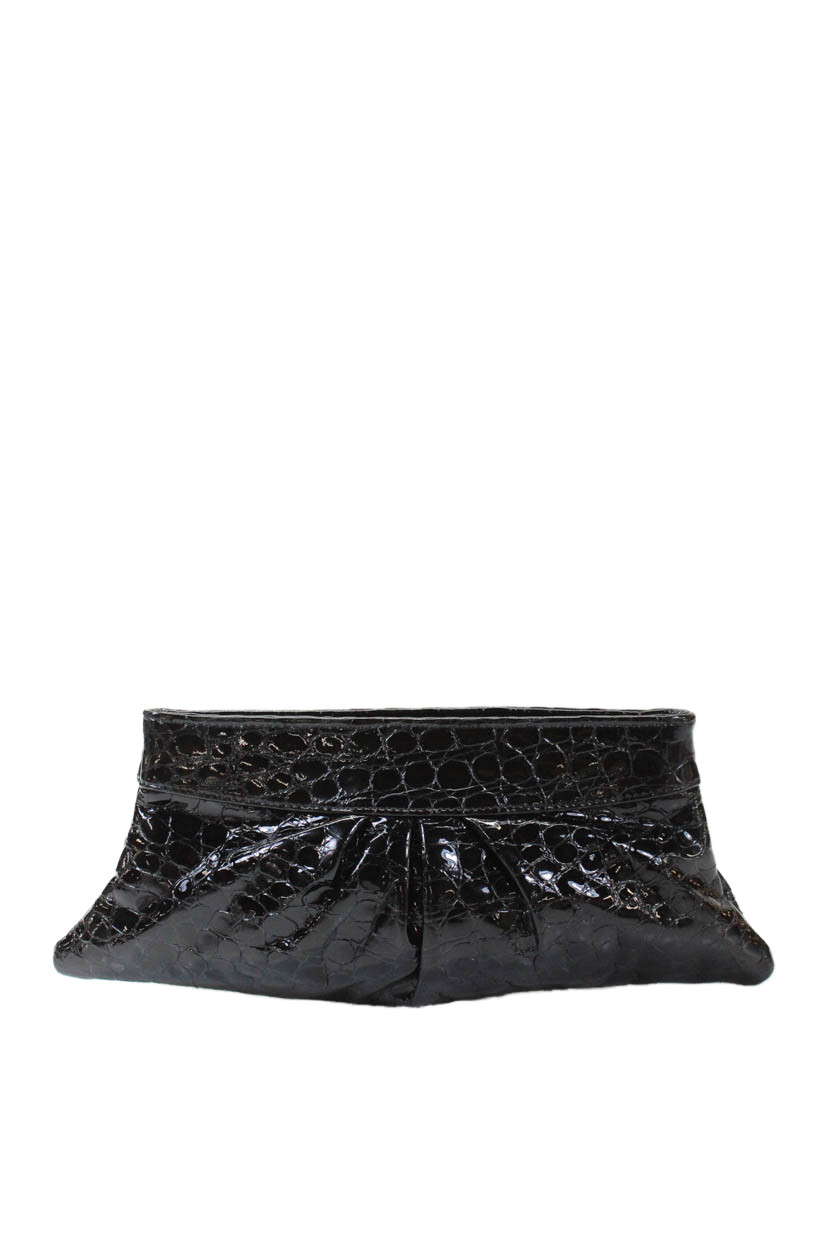 Lauren Merkin Womens Patent Leather Hinged Clutch Bag Black Size SFree Shipping in US $100+ Orders | $6.95 Orders Below