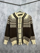 Nordstrikk Norway Wool Cardigan Pewter Clasp Nordic Fair Isle Jacquard Wom Sz M