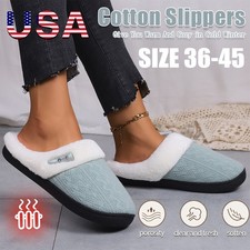 Women Winter Plush Slippers Comfortable Warm Indoor Home Shoes Large 36-45