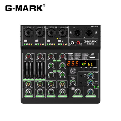 Audio Mixer  G40PRO 4-Channel Mixing Console with RCA Input and XLR Connectivity