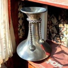 Brass Candlestick Candle Holder Corded Twisted Rope & Ball Detail 3.5” Vtg India