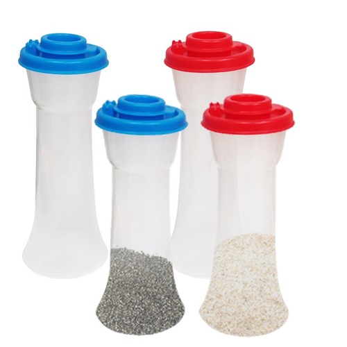 Set of 4 Plastic Salt and Pepper Shakers with Lids Large Moisture Proof Salt Sha