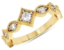 IGI 1/3 Ct Round Lab Grown Diamond Half Eternity Engagement Ring 14K Yellow Gold