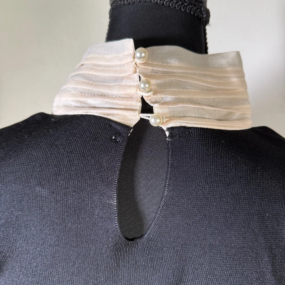 Vestido Zara Mujer XL Negro Midi Calce Acampanado Bufanda Años 60 Azafata Gótico Foto 4 de 4