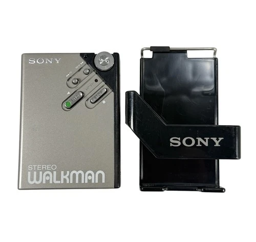 Vintage Sony WM-2 Stereo Walkman Cassette Player with Holder - Power On/AS IS