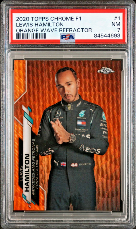 2020 Topps Chrome F1 Formula 1 Lewis Hamilton Orange Wave #1 /25 PSA 7