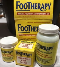 Footherapy Mineral Foot Bath 3 STEP TREATMENT KIT New NOS Stone Balm 11oz Bath